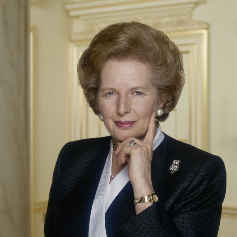 Thatcher gefotografeerd door Terry O'Neill in 1990. Beeld Getty Images