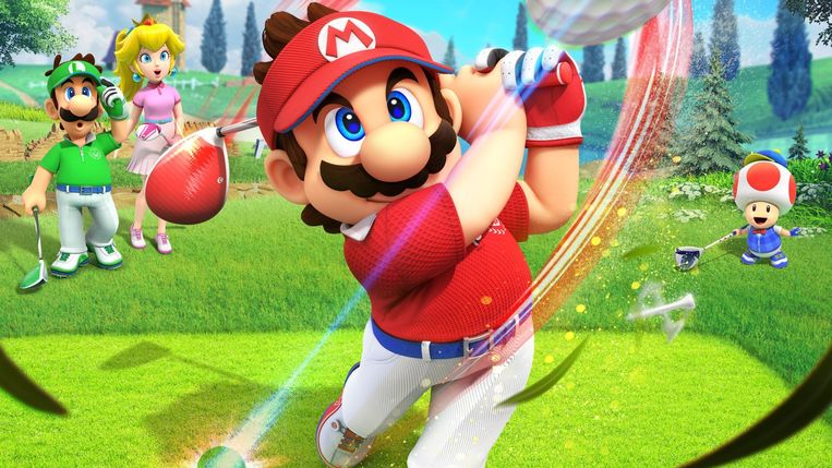 Als loodgieter mept Super Mario alles op de golfbaan weg met een ijzer 1. Beeld Nintendo