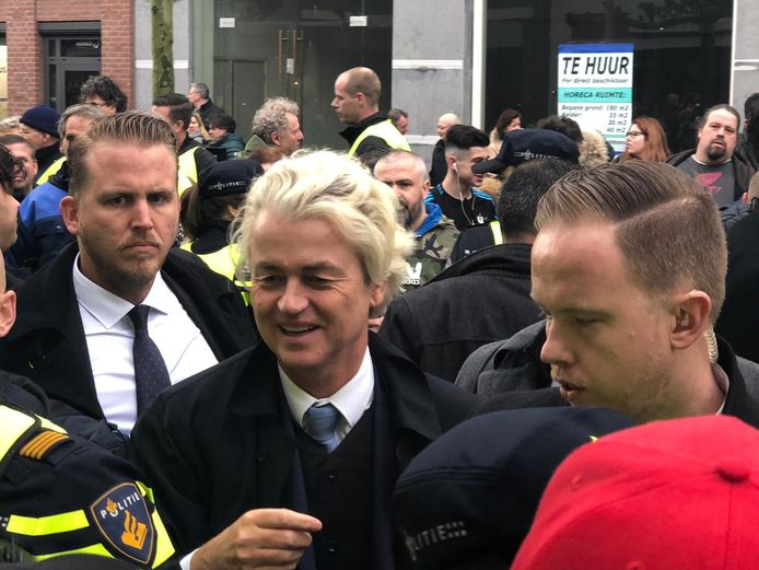 Geert Wilders op de Markt in Helmond, in 2019
