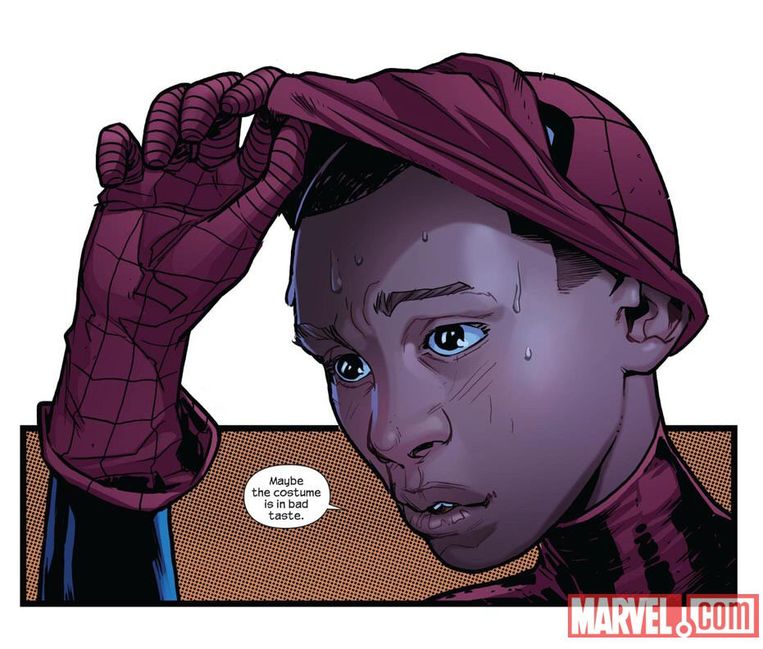 In de comics is het diversiteit troef: zo kruipt de latino Miles Morales in een bepaalde reeks in de huid van Spider-Man. 
 Beeld AFP