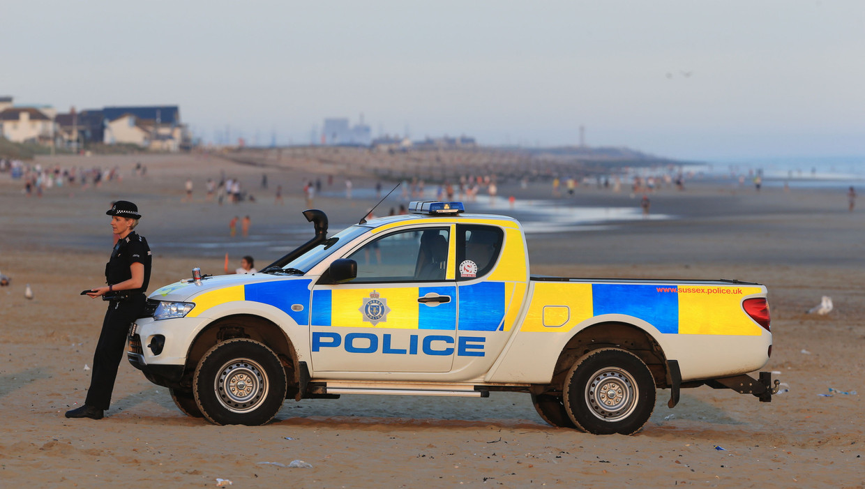 Het strand van Camber Sands in Engeland. Beeld ap