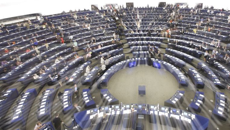 De plenaire zaal van het Europees Parlement in Straatsburg. Beeld epa