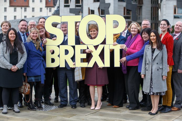 ‘Stop brexit’ is het centrale campagnethema van de Schotse nationalisten.