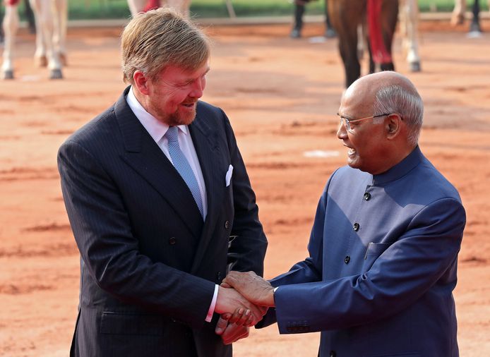 Koning Willem-Alexander en president Ram Nath Kovind.