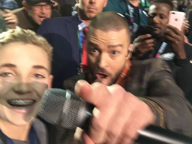 Jongen die selfie nam tijdens Super Bowl-concert Justin Timberlake is nu al een levende legende