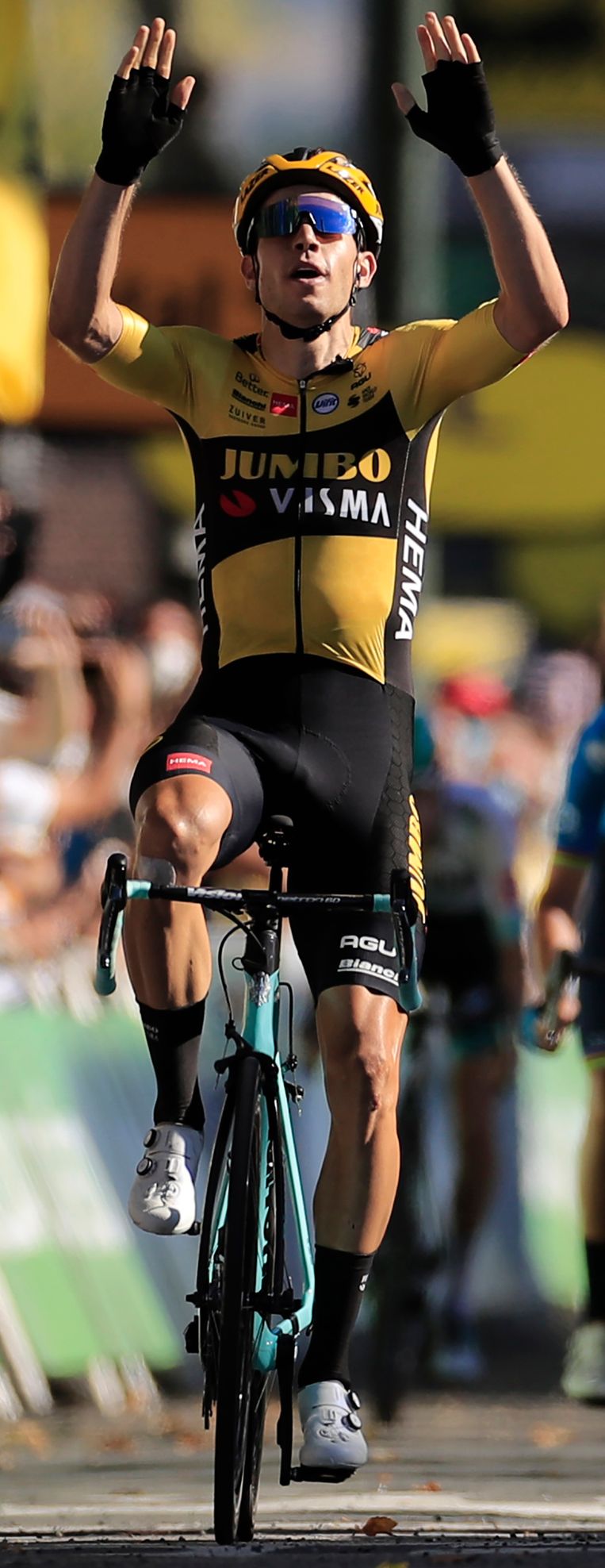 Wout van Aert  boekt in september een dagsucces in de Tour de France. Beeld AFP