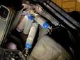 Cilinders met lachgas die de politie vond in een auto in Utrecht, foto ter illustratie.