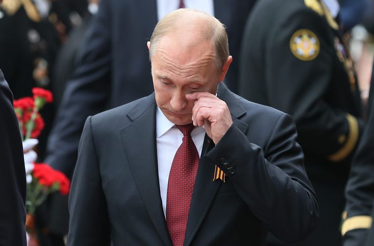 President Poetin vandaag tijdens een herdenkingsceremonie op de Krim. Beeld epa