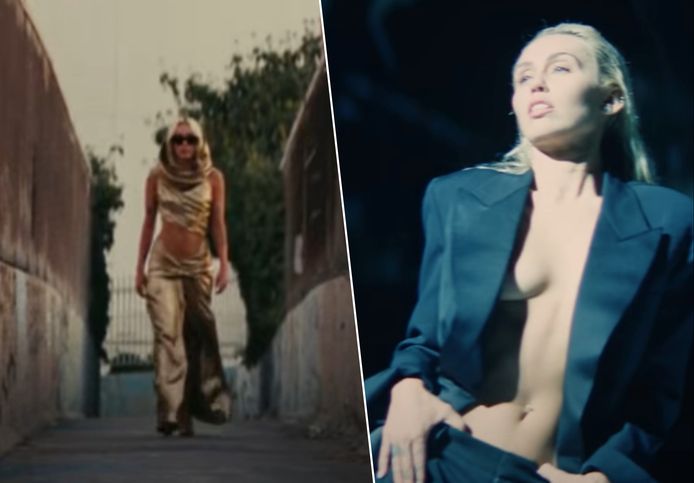 Miley Cyrus in de videoclip van 'Flowers'