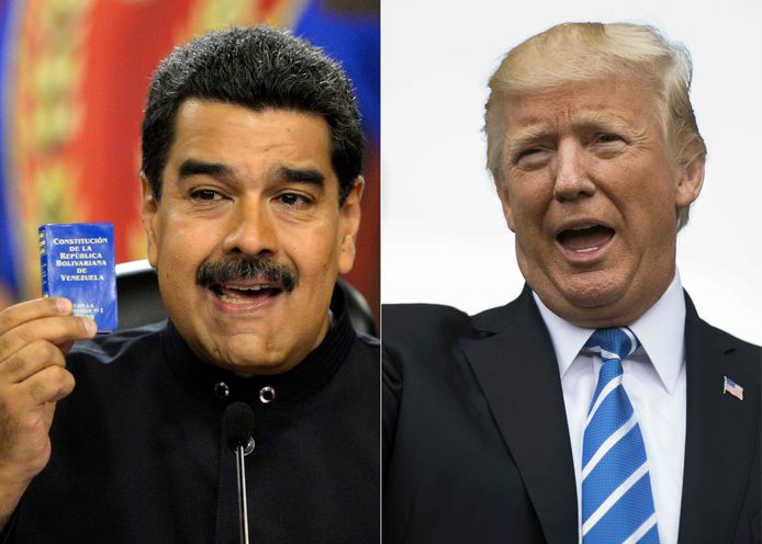 De Venezolaanse president Nicolas Maduro en de Amerikaanse president Trump.