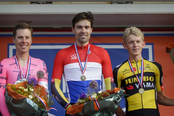 Tom Dumoulin won het afgelopen kampioenschap voor Sebastian Langeveld en Koen Bouwman.