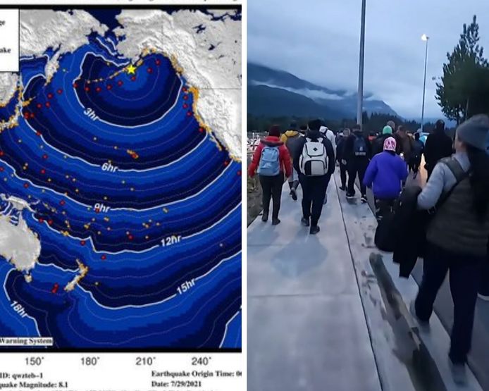 Alerte tsunami après un séisme d’une magnitude de 8,2 en Alaska. Évacuation de la population sur les hauteurs.