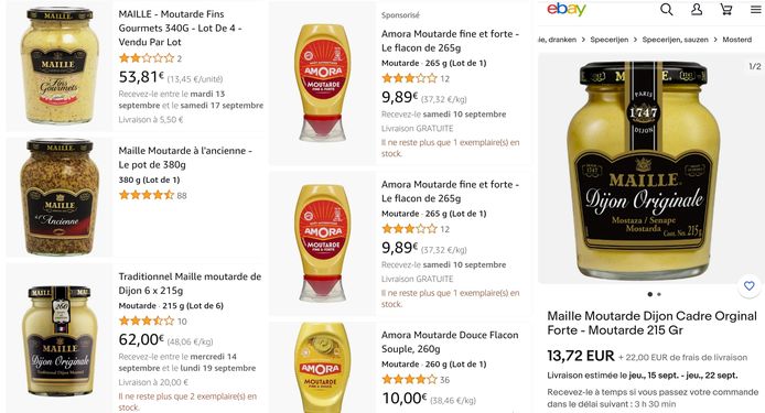 Sur Amazon et eBay, les pots de moutarde sont parfois vendus à prix d'or.