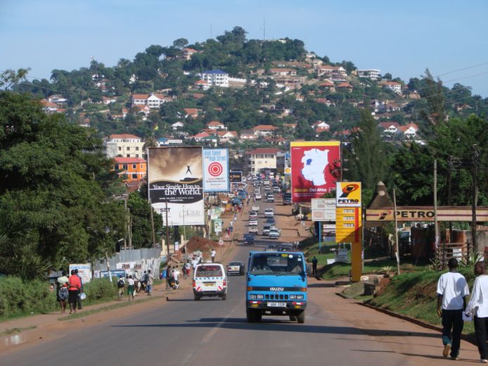Zicht op Muyenga, een wijk in de Oegandese hoofdstad Kampala, waar de Belg samenwoonde met zijn Burundese vriendin.
