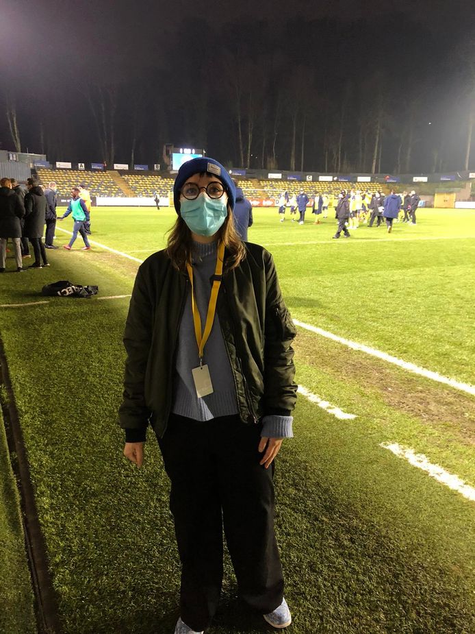 Manon in het authentieke stadion van Union.