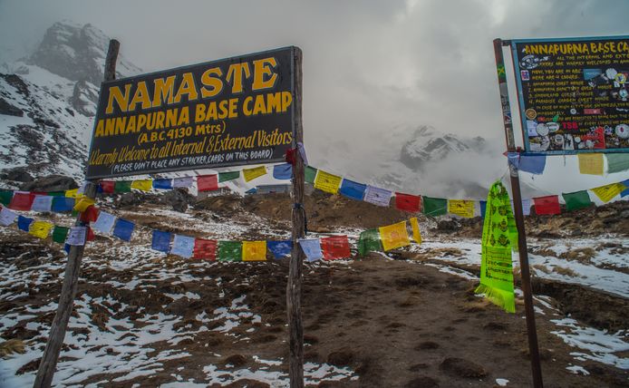 Een basiskamp van de berg Annapurna in Nepal.