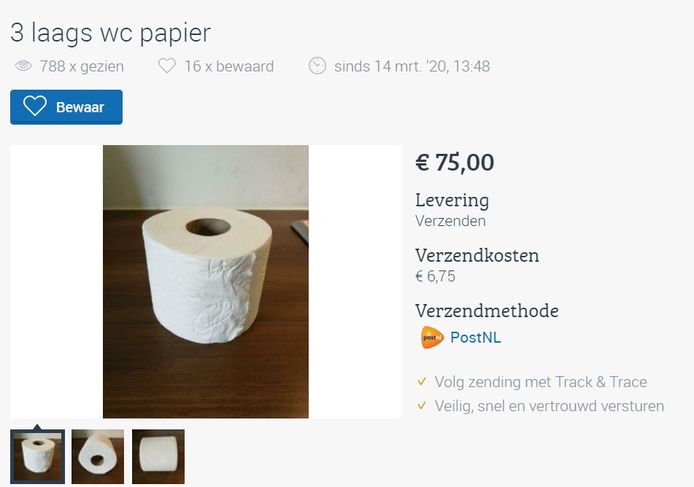Na hamsteren, nu op Marktplaats en Bol: 'WC-papier, splinternieuw!' | Brabant | bd.nl