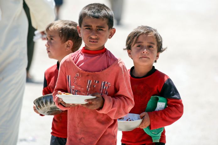 Kinderen in het vluchtelingenkamp in Ain Issa.
