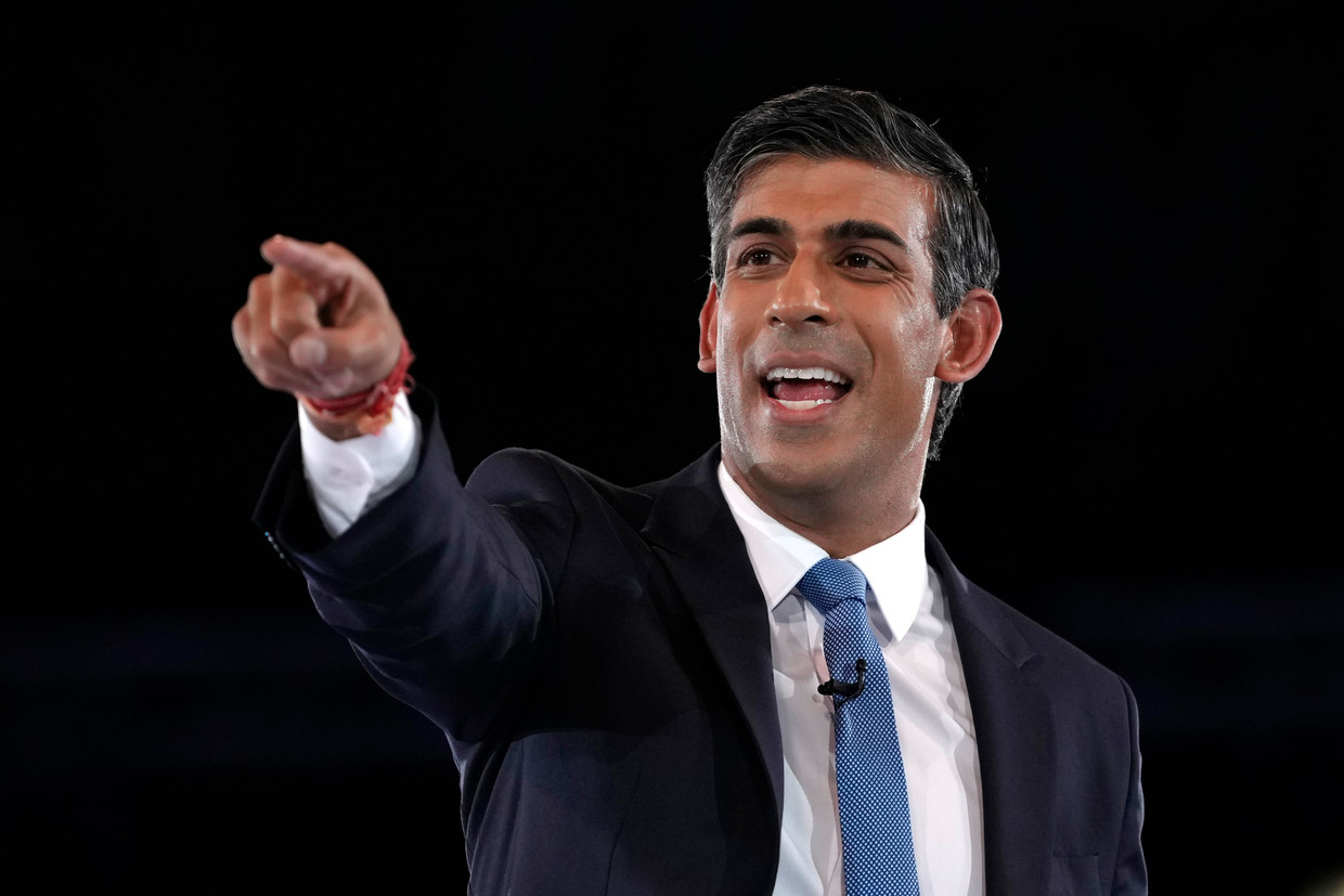 Rishi Sunak in de Wembley Arena tijdens de vorige leiderschapsverkiezingen, eind augustus. Beeld AP