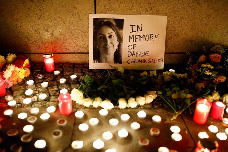 Malta staat stil bij de moord op Daphne Caruana Galizia. Beeld reuters