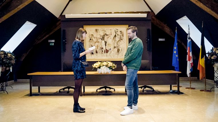 Nathalie en Dennis in ‘Blind getrouwd’. Beeld VTM