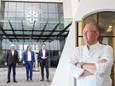 Le directeur de l'hôtel, Eddy Walravens, et les propriétaires, Marc Coucke et Bart Versluys, devant l'hôtel La Réserve à Knokke. À droite: le chef Peter Goossens.