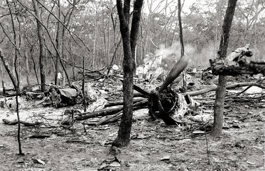 De resten van het toestel van Hammarskjöld werden gevonden in een bos nabij Ndola, Zambia.