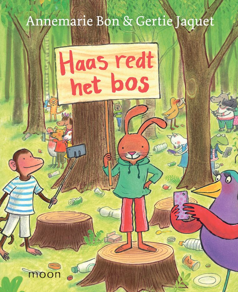 Annemarie Bon
Haas redt het bos
Met illustraties van Gertie Jacquet, Moon, €16,99, 92 blz. Beeld 