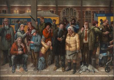 Roger van Boxtel onthult in Harderwijk grootste schilderij van Marius van Dokkum: Beste Reizigers