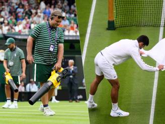 KIJK. Regen de boosdoener op Wimbledon? Bladblazers (!) en handdoek van Djokovic bieden oplossing