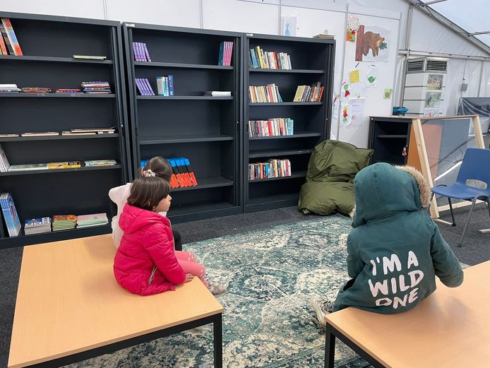 De pop-up bibliotheek op Heumensoord.