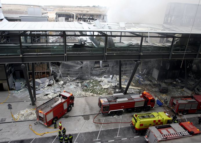 Ravage in december 2006 na de aanslag door twee ETA-leden met een autobom aan de Madrileense luchthaven Barajas.
