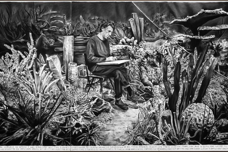 Rinus Van de Velde neemt de bezoekers mee in zijn Inner Travels, een parallel universum dat hij creëerde. De tentoonstelling focust op een circulair verhaal van vertrekken en terugkeren naar huis. Beeld Rinus Van De Velde / Courtesy Tim Van Laere Gallery