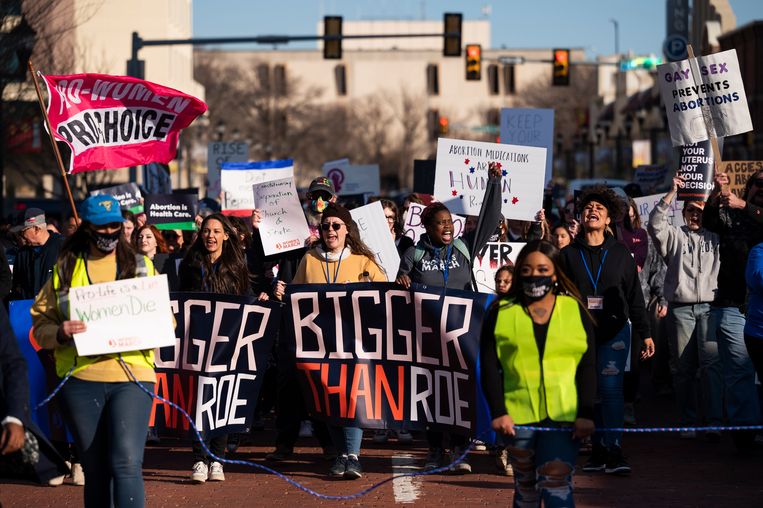 A protest against the abortion pill ban, in Texas in February.  image AP