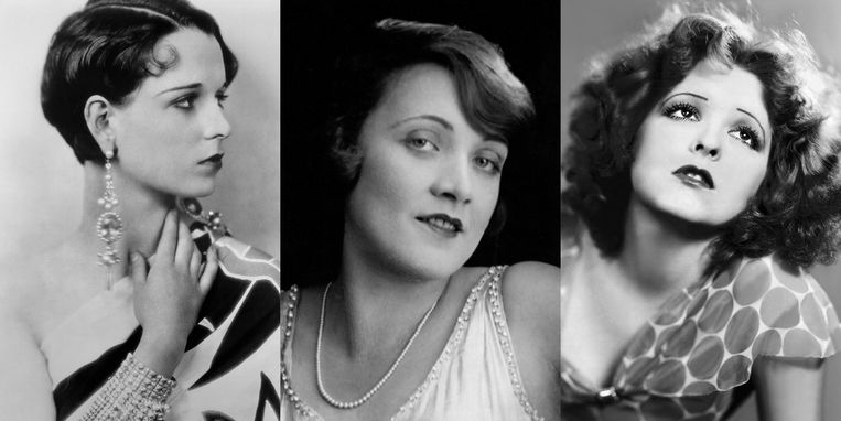 Make-uptrends in de jaren twintig: Louise Brooks, Marlene Dietrich en Clara Bow. Beeld Getty