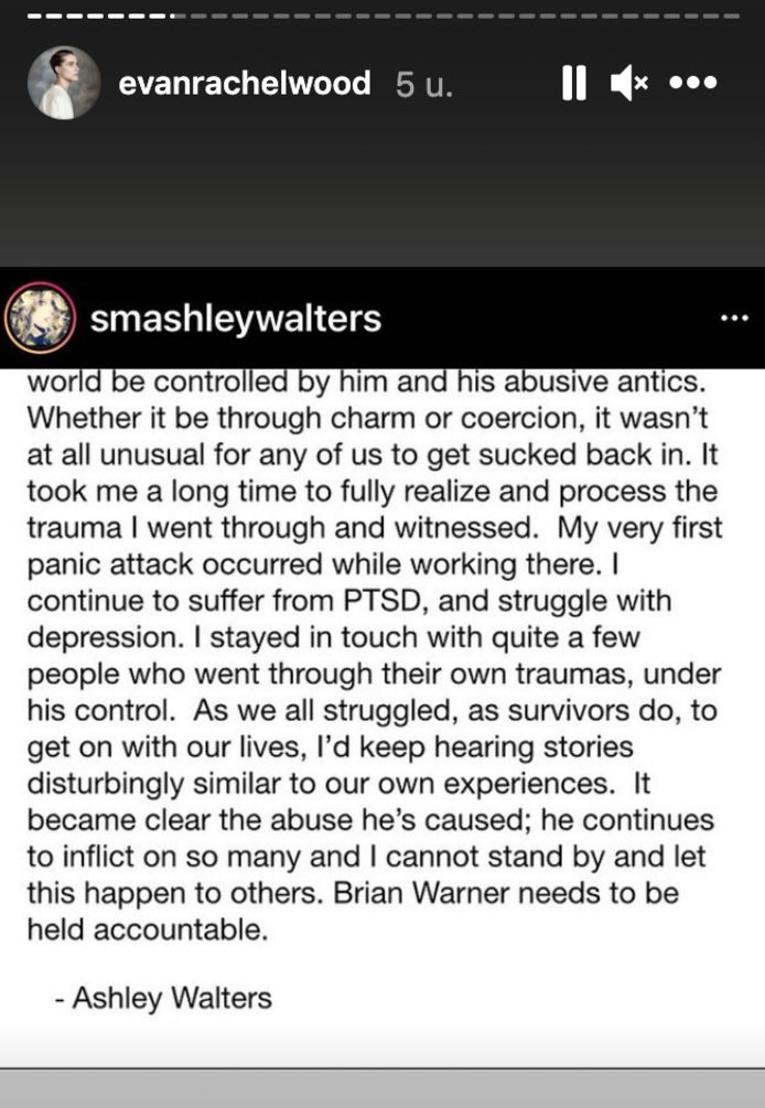 Ashley Walters getuigt over haar slechte ervaringen met Marilyn Manson.