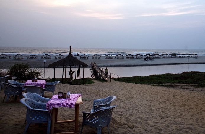 Het strand van Mandrem in Goa, waar de Nederlandse in een yogaresort verbleef