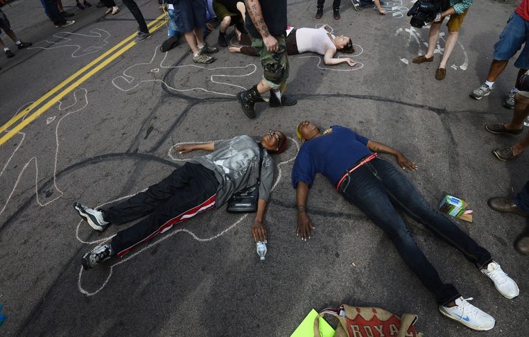 Demonstranten in Ferguson. Beeld epa