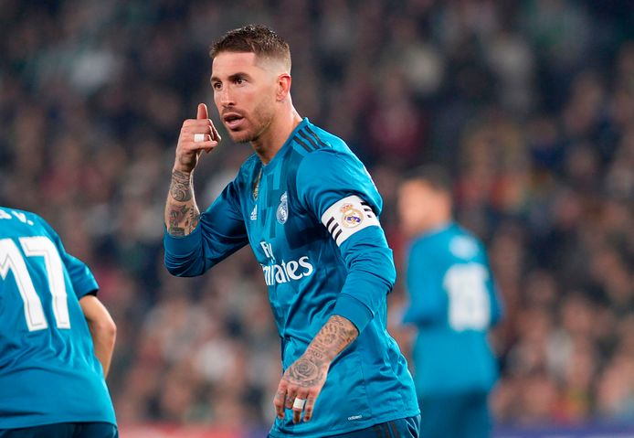 Sergio Ramos viert zijn treffer.