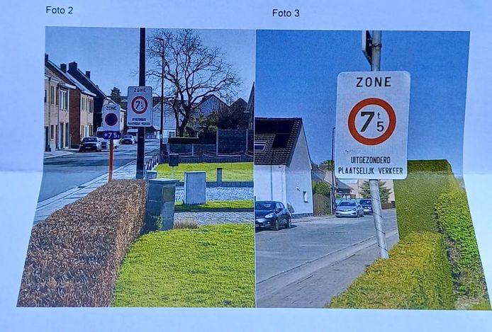 De borden die net na de afslag in de Huttekenstraat staan. - Kapelle-op-den-Bos