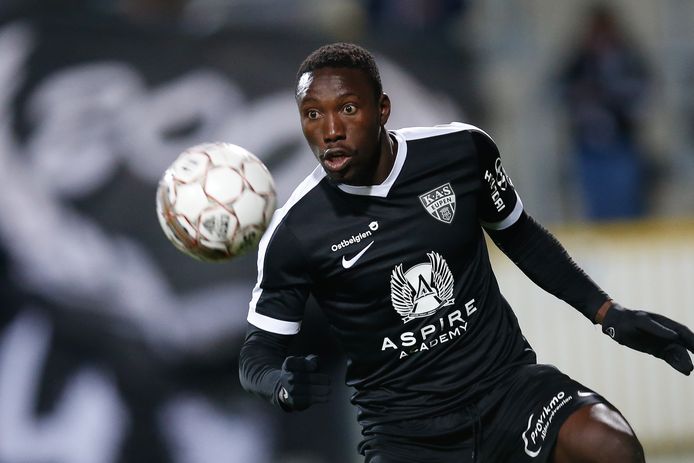 Eupen's Eric Ocansey pictured in action during the Jupiler Pro League match between KAS Eupen and Sporting Charleroi, in Eupen, Wednesday 24 January 2018, on the day 23 of the Jupiler Pro League, the Belgian soccer championship season 2017-2018. BELGA PHOTO BRUNO FAHY