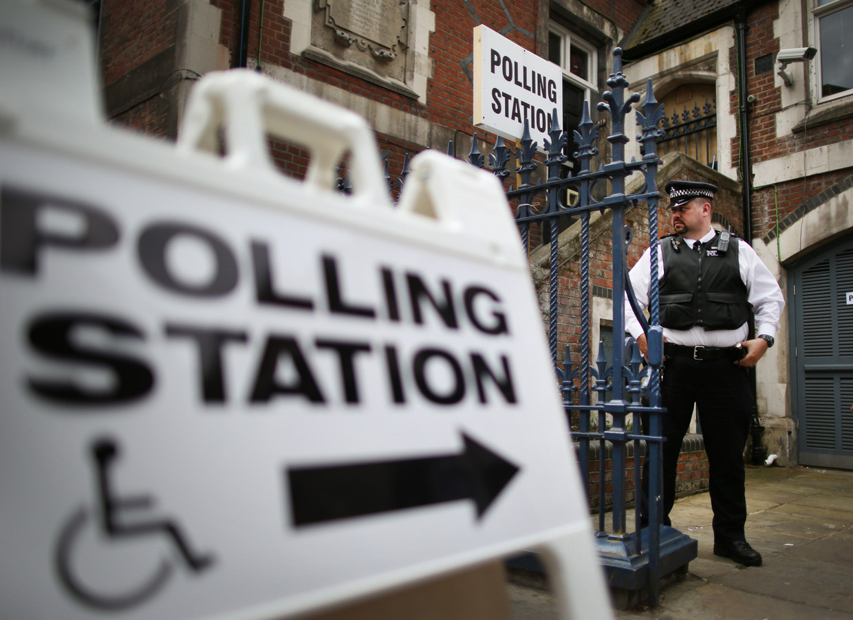 Een stembureau in Londen, afgelopen donderdag. Beeld getty