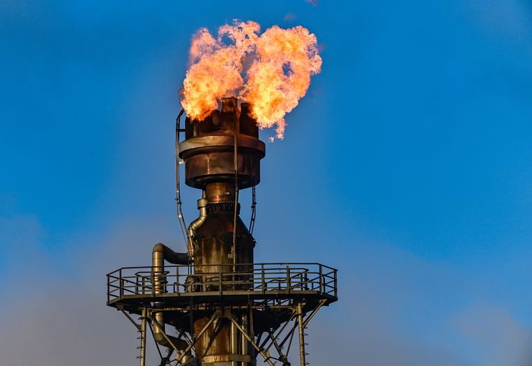 Een raffinaderij van de Russische oliemaatschappij Rosneft in het Duitse plaatsje Schwedt. Rosneft heeft een meerderheidsbelang en weigert vervanging voor de Russische olie te vinden.  Beeld Patrick Pleul/dpa-Zentralbild/ZB