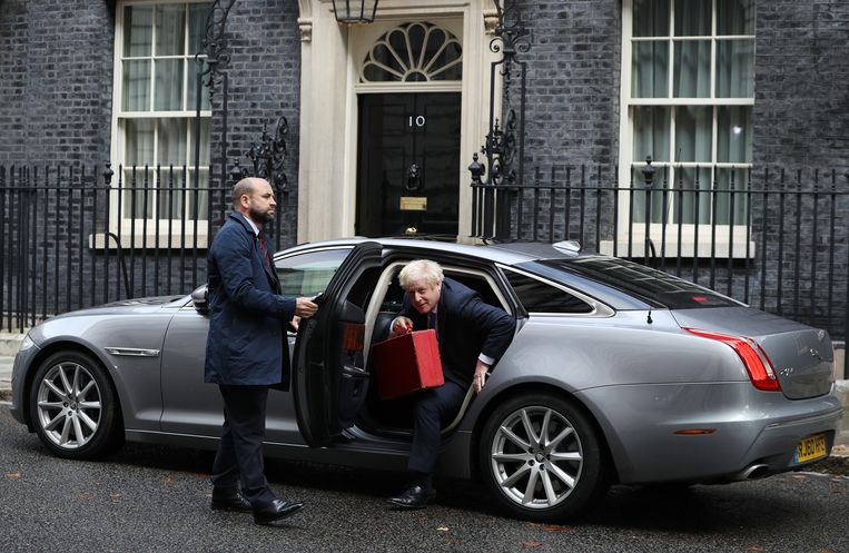 Premier Boris Johnson woensdag in Londen. Beeld Getty Images