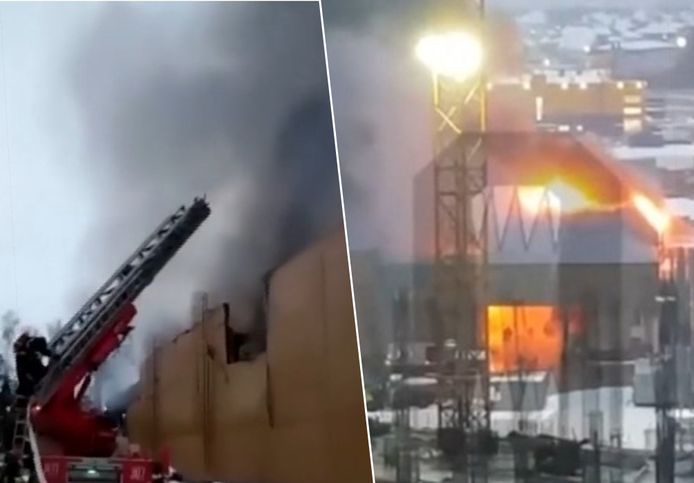 De brand vond plaats in een hypermarkt voor bouwmaterialen in Balashikha, een stadje met ongeveer 500.000 inwoners aan de rand van Moskou.