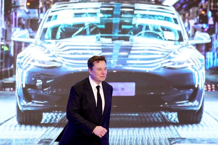 Archiefbeeld. Tesla-topman Elon Musk tijdens de presentatie van een nieuw model in China. (07/01/2020) Beeld REUTERS