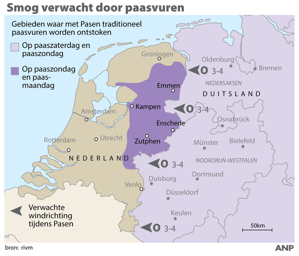 nederland duitsland kaart Smog alert RIVM wegens paasvuren, eerst de Duitse daarna die in 