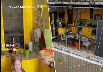 Video opgedoken van Oekraïens gezin dat verjaardag vierde in gele keuken voor Russische aanval op Dnipro: vader sterft, keuken blijft quasi intact