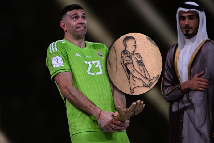 De actie van Emiliano Martínez is vereeuwigd op een Argentijnse fan.