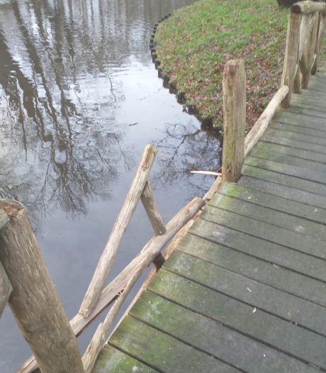 Zwitsers brugje vernield in park Vollenhove: leuning te water